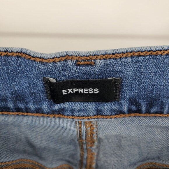 Express Women's‎ High Rise 90's Slim Distressed Denim Casual Jeans Size 10 Long - Picture 3 of 10